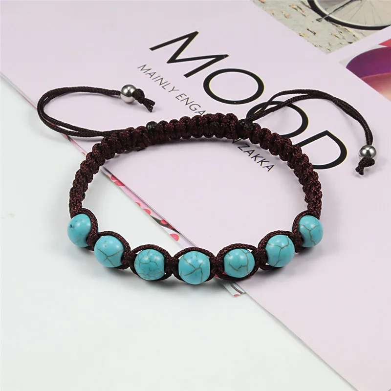 Рукоделие ткачество натуральный камень браслет Beads ISES бусы Boho веревка для мужчин Молящиеся Йога ювелирные изделия ручной работы подарок blessding любовь женский браслет