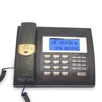 leather corded telephone hands free calling lcd backlit display adjustable volume wired landline phone for homehoteloffice