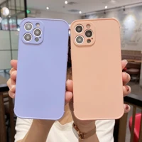ultra thin cute square liquid silicone phone case for iphone 13 12 11 pro xs max se xr x 8 7 plus luxury lens protection funda