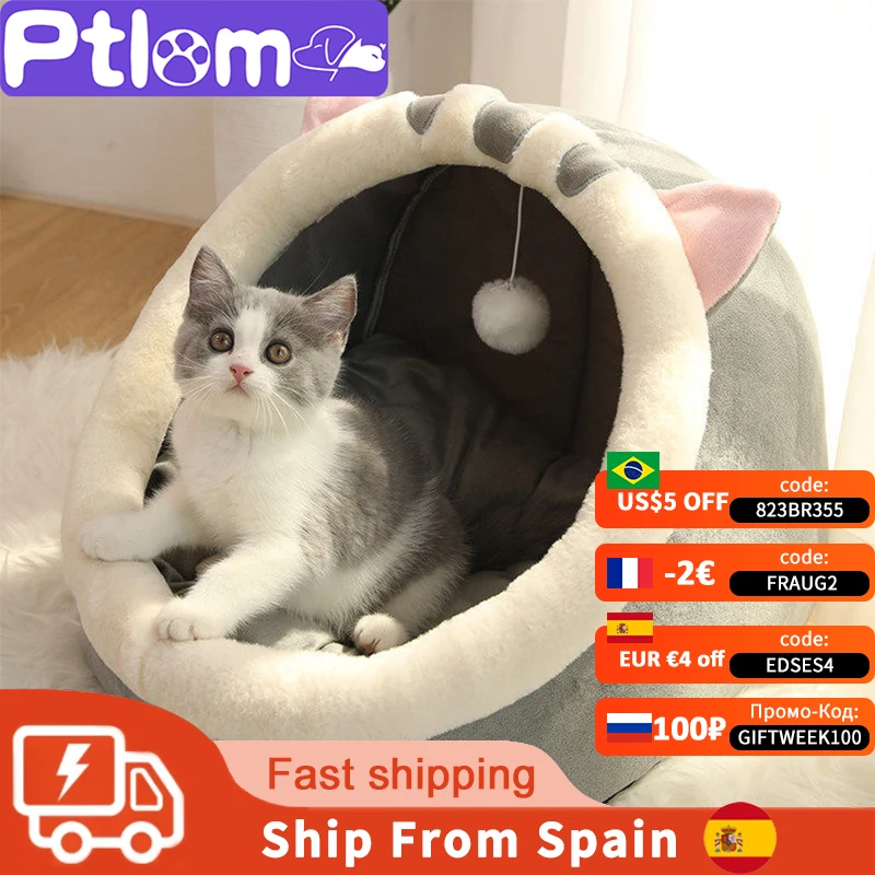 Теплые кошки кровать с симпатичными кошками Кошкин дом Котенок Подушка для