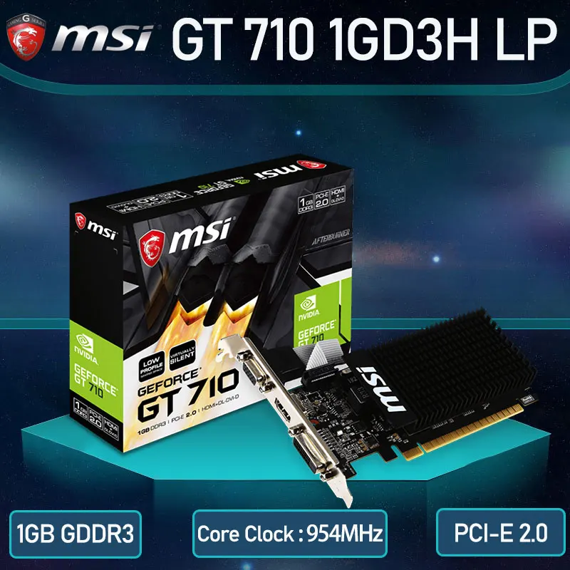 

MSI GT 710 1GD3H LP 1GB GDDR3 Heat Sink Graphics Card 64-bit HDCP VGA DVI HDMI-Compatible Video Cards GAMING Geforce Computer