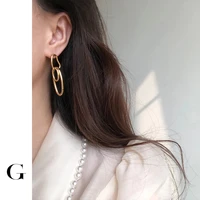 ghidbk korean irregular gold color earrings for women vintage metal personalized dangle earring titanium steel mininalist gift