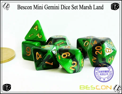 Bescon мини двухцветные многогранные игральные кости, набор 10 мм, маленькие кости набор D4-D20 в трубке, 6 новых разных цветов 42 шт