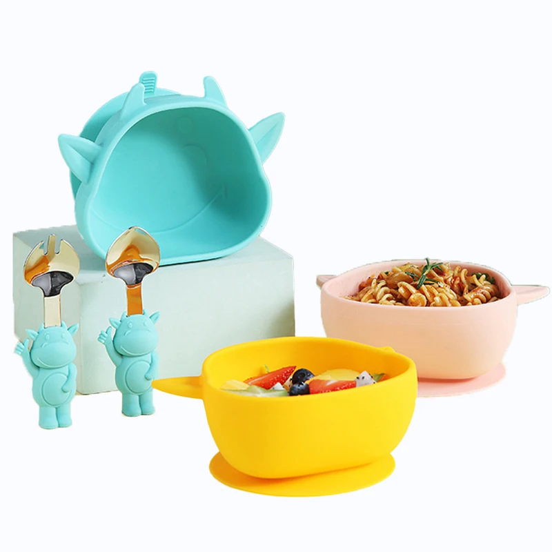 

Детская миска на присосках, набор детской посуды без BPA, Детская обучающая тарелка с чашей, детские блюда для кормления, тарелки для предотвр...