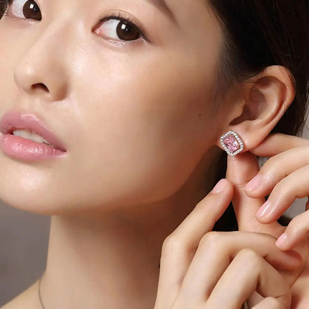 Женские корейские серьги-гвоздики UMODE маленькие серьги с кристаллами из фианита