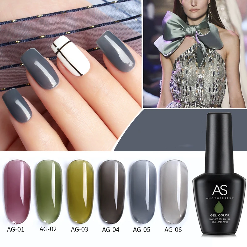 15ml 0.5 Fl.Oz Mint Ice Gray 6-Color Nail Polish New Product Popular Ice Transparent Gray Phototherapy Gel 1 Pcs