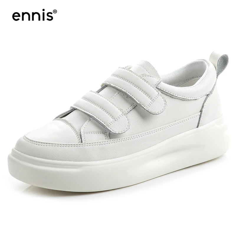 

ENNIS Brand White Sneakers Women Flats Platform Sneakers Black Leather Casual Shoes Female Loafer Spring Autumn Fashion 2021 Y01