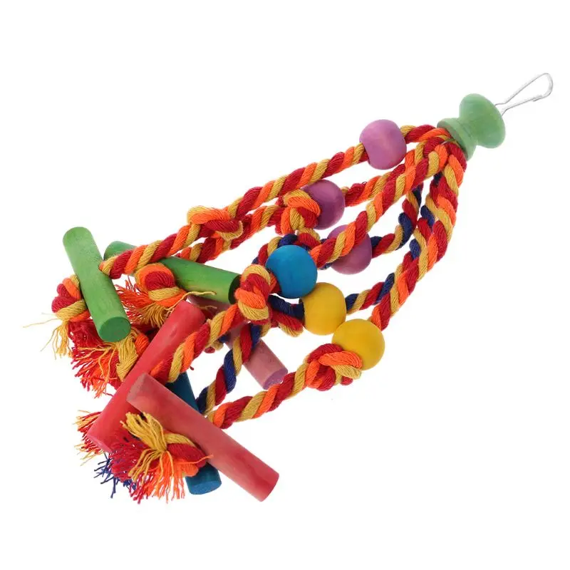 Забавные игрушки для птиц красочная хлопковая веревка строительные блоки