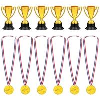 stobok 24pcs kids plastic trophies mini trophies gold medals games reward prizes party favors
