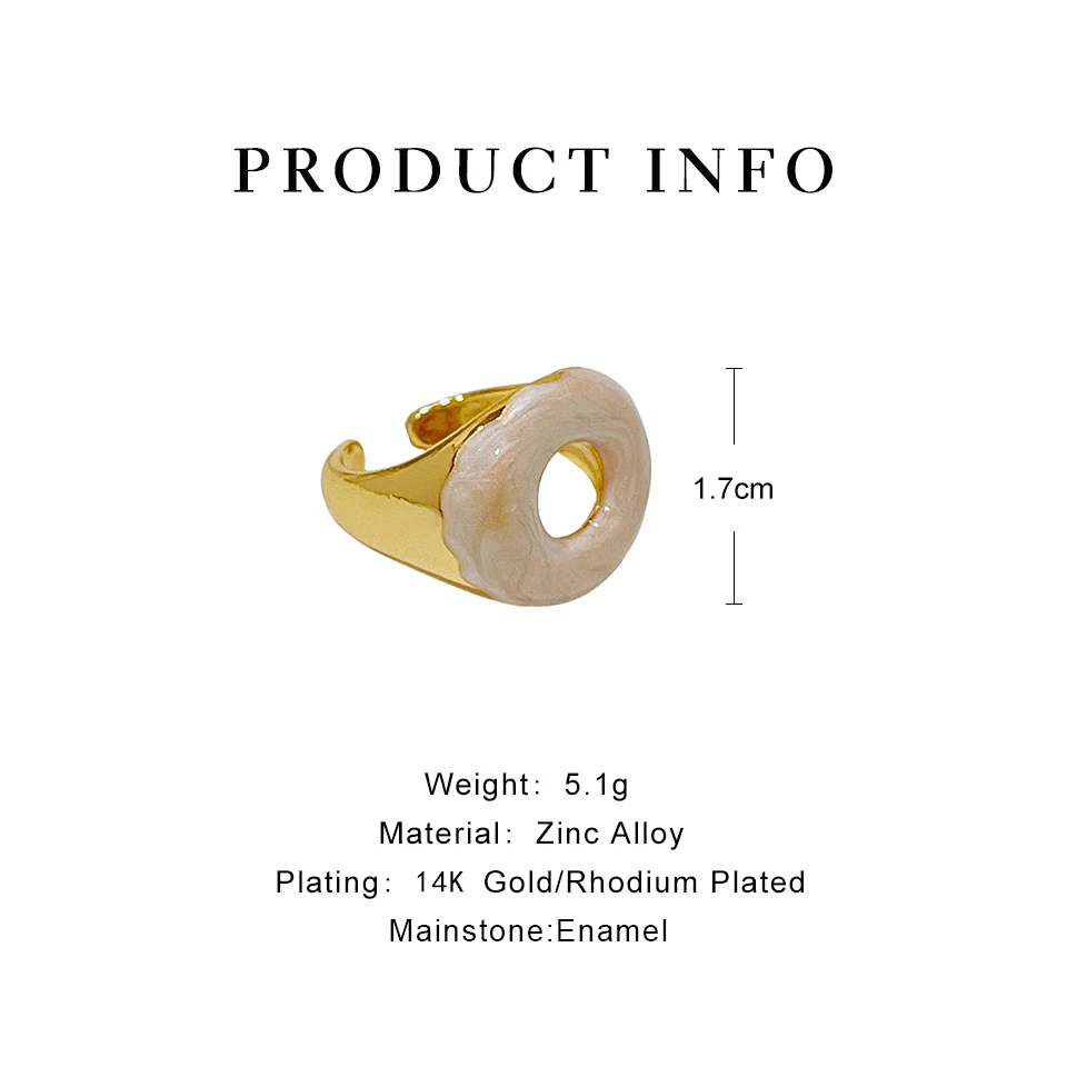 

Peri'sBox Simple Enamel Donuts Rings for Women Mustard Green Circle Rings Geometric Vintage Round Hollow Rings Jewelry Wholesale