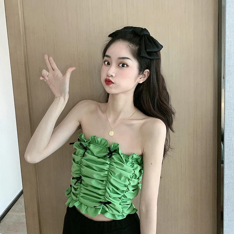 

Bowknot Drape Camisole Top women tank tops 2020 Summer Sexy Backless Plain Vest Female Solid Color Midriff-Baring Tank Tops