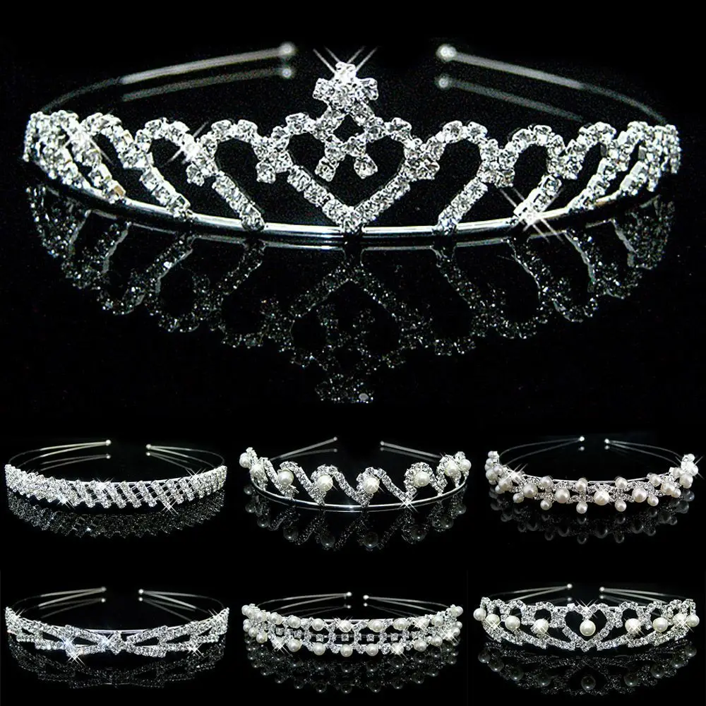

1 Pcs Crown Headband Wedding Bridal Flower Girls Children Pearl Wave Crystal Hair Band Headband Jewelry Fashion Headwear