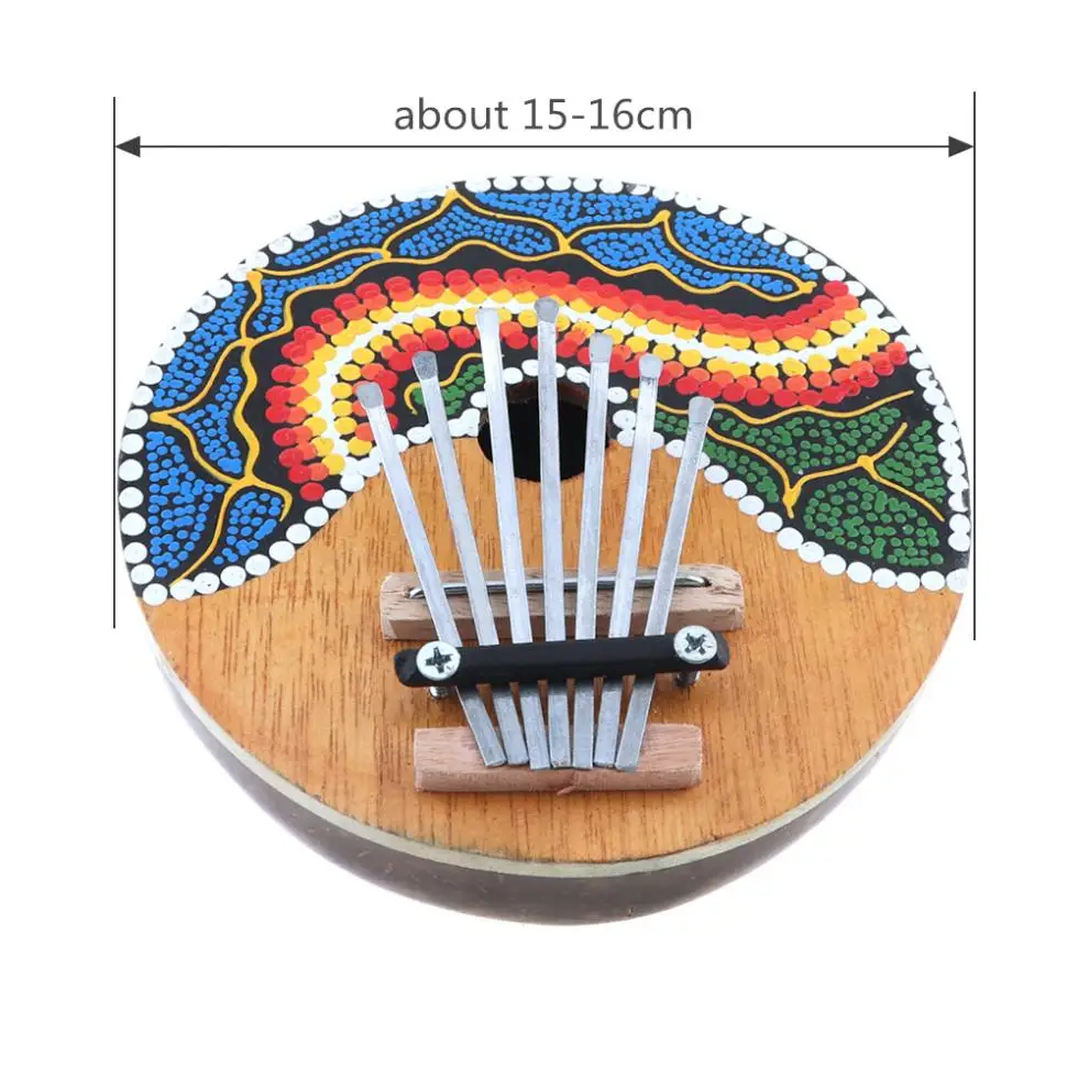 

7 Key Popular Kalimba Colored Drawing Coconut Shell Thumb Piano Mbira Natural Mini Keyboard Instrument