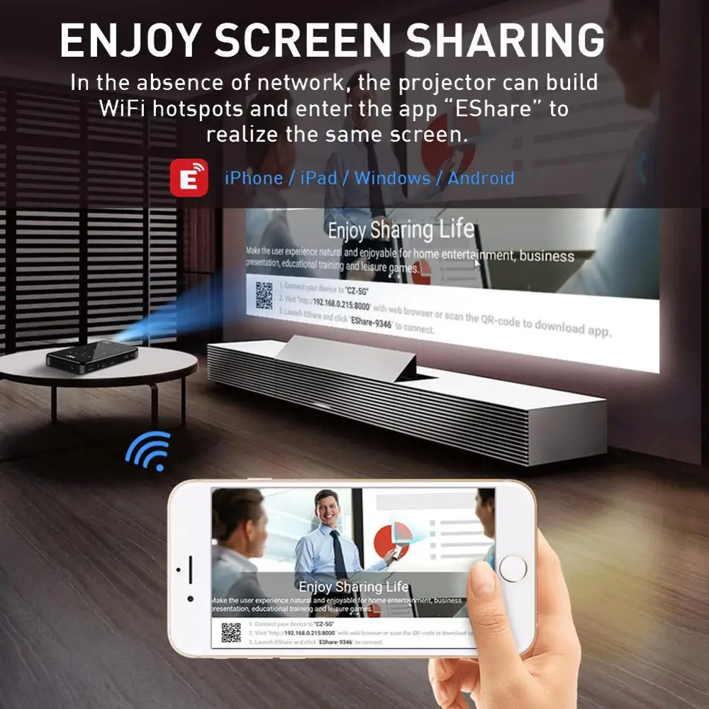 HD 4K умный беспроводной мини проектор DLP Android wifi Bluetooth 1080P 8G домашний кинотеатр HDMI