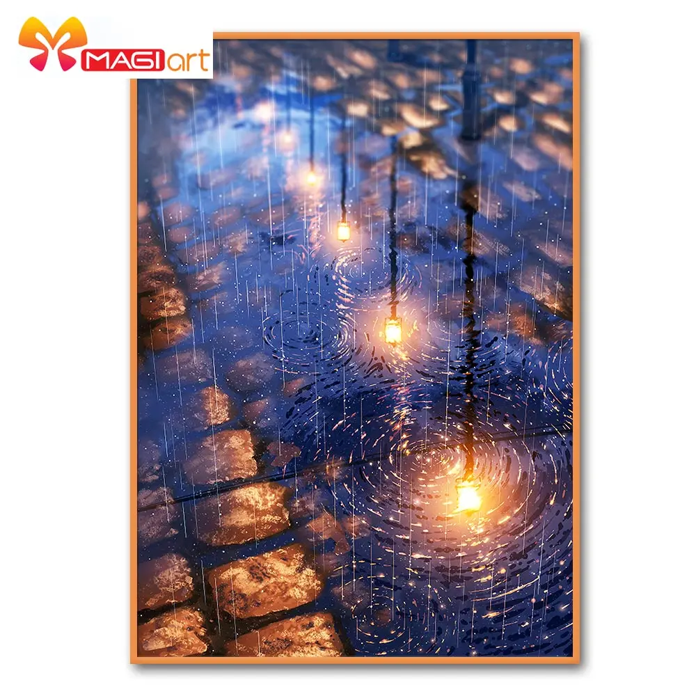 

Cross stitch kits Embroidery needlework sets 11CT water soluble Canvas Patterns 14C Full beautiful night view -NCMS205