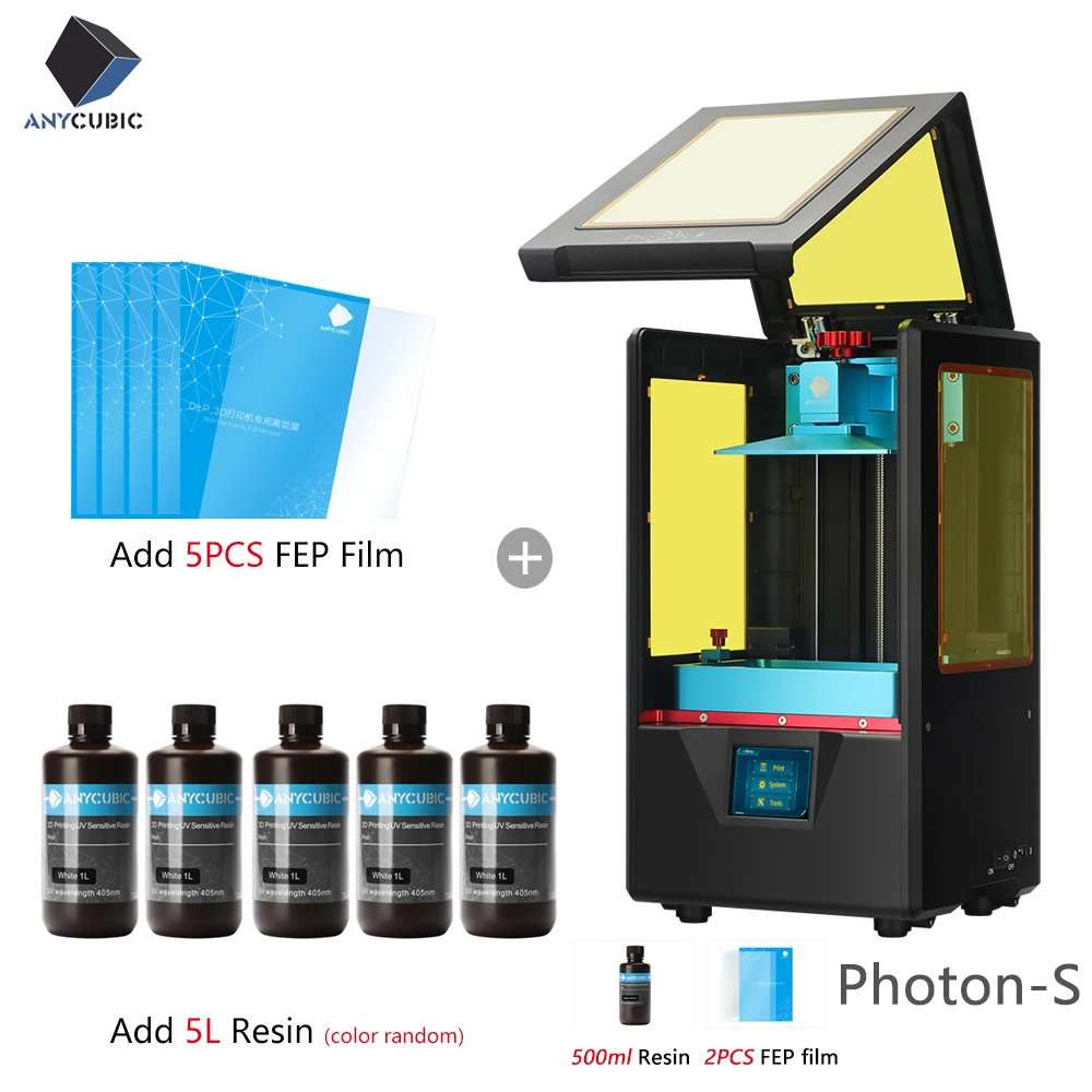BlackPSwith5.5L7F ANYCUBIC Photon-S lcd 3d принтер Быстрый ломтик 405nm матрица УФ свет двойная ось Z SLA 3d принтер фотоны Модернизированный УФ модуль - Цвет: BlackPSwith5.5L7F
