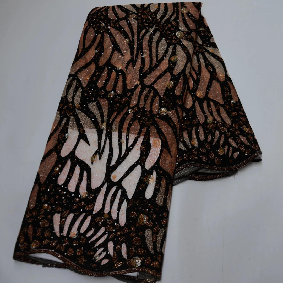 

(5yards/pc) Newest design African velvet net lace fabric with wonderful sequins embroidery for party dress 6 colors FLP277