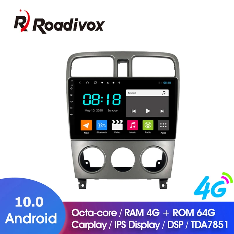 Автомобильный Dvd плеер 9 дюймов Android 10 0 ОЗУ 4 Гб ПЗУ 64 ГБ для Subaru Forester 2004 2008 Gps