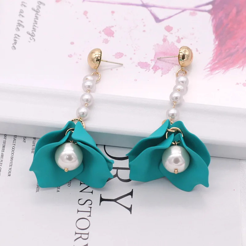 Aretes de mujer, современный стиль, дизайн, большие красные лепестки роз, серьги с кисточками, тренд, темперамент, летние корейские серьги для женщин - Окраска металла: 10