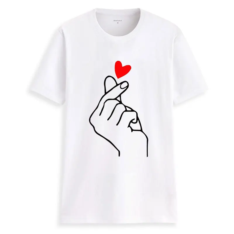 

New Arrival Pure Cotton Short-sleeved T-shirt Girl Cute Heart Pattern Round Collar Summer Tees Soft Cotton T Shirts