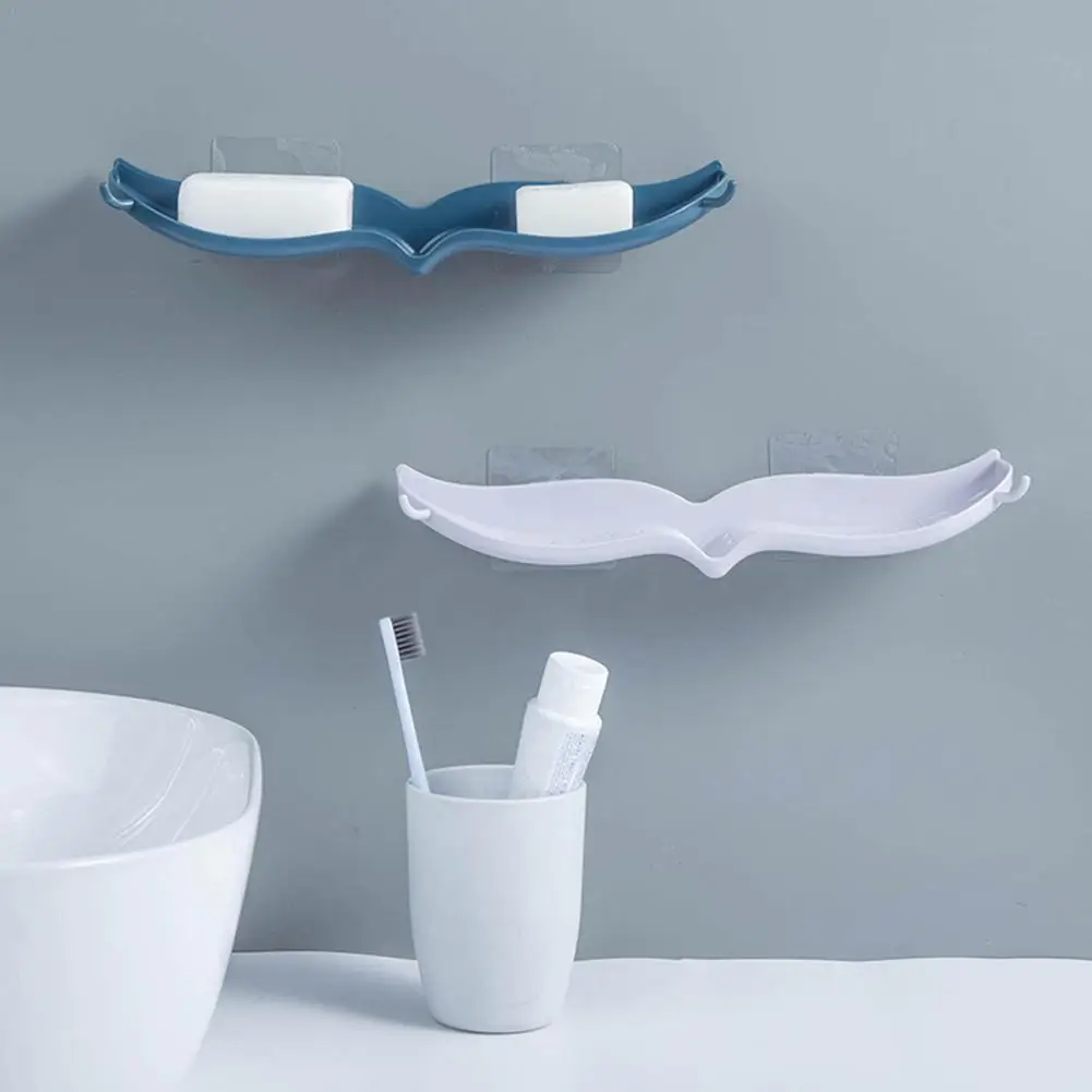 

1Pc Plastic Soap Dish Drain Soap Dish Free Perforation Storage Bathroom Wall-mounted Dish Soap Shelf Dish Soap H4F5