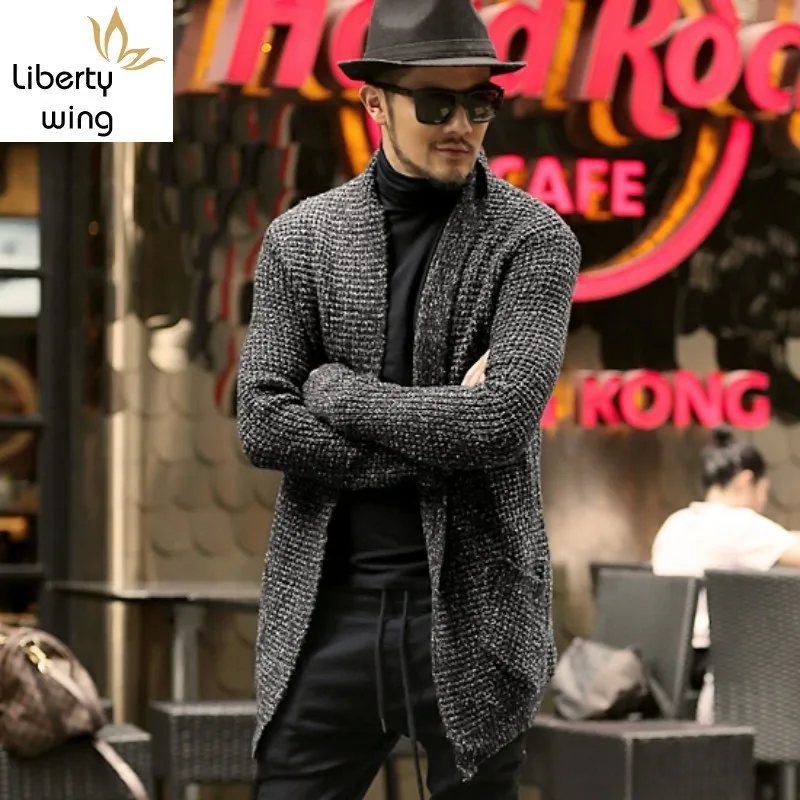 Spring 2020 Medium Cardigan Outerwear Men America Casual Thicken Warm Long Sleeve Loose Streetwear Knitted Sweater
