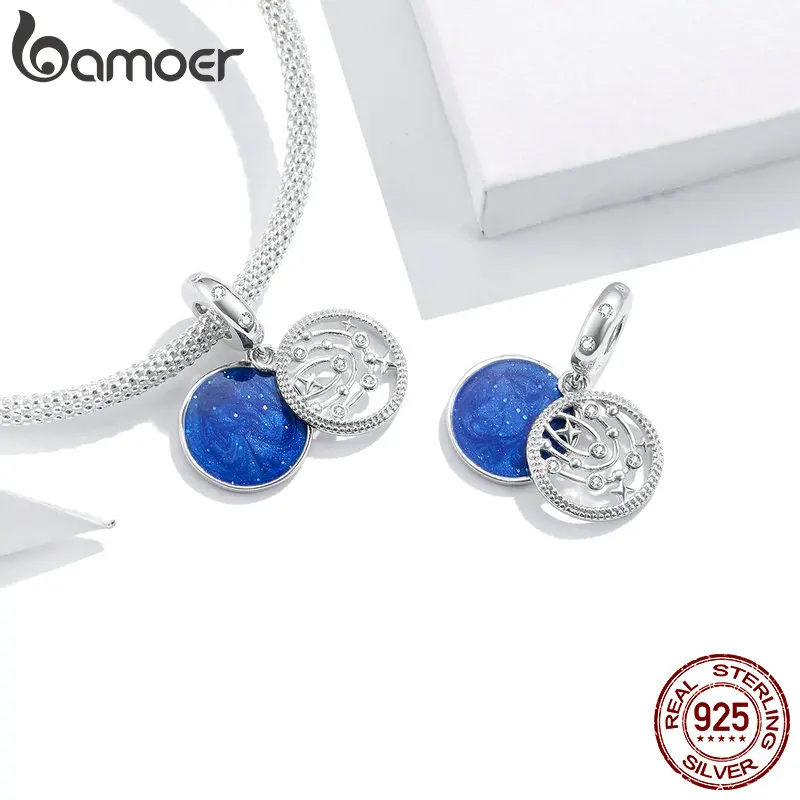 bamoer 2020 925 Sterling Silver Pendant Charm fit Original Fantasy Galaxy Bracelet Necklace DIY Fine Jewelry Accessories BSC311 |