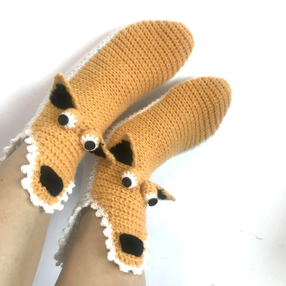 Ins-style winter Christmas cartoon yellow squirrel home warm knitted floor socks