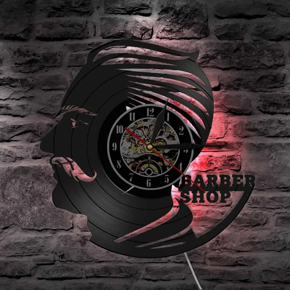 Часы для парикмахерской с виниловой пластиной подарок парикмахера в стиле ретро