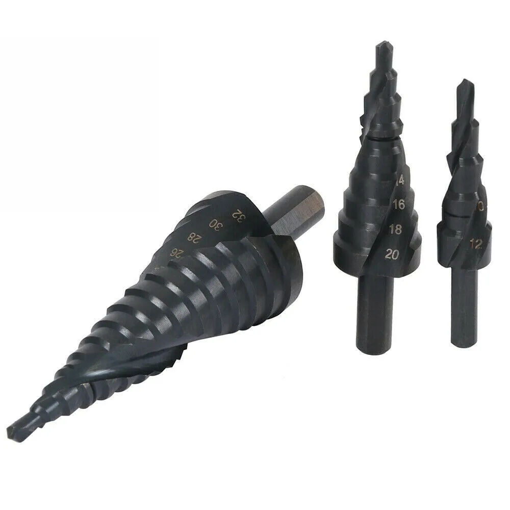 

Step Drill Bit Titanium 4-12/20/32 Bit Cone Cutter Drill Bit HSS Hole Set