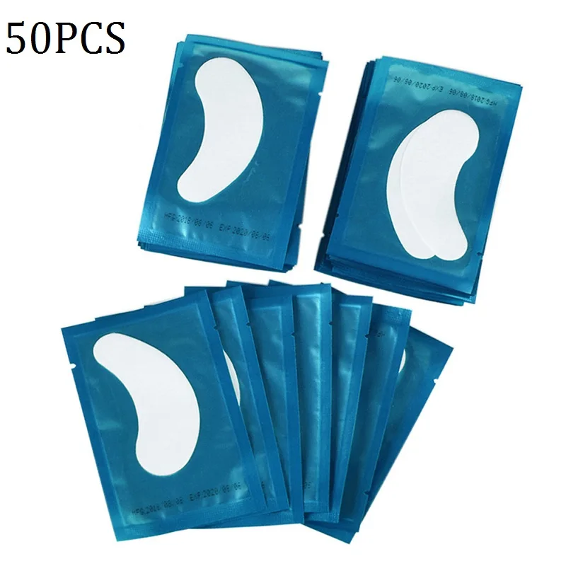 50PCS Blue 2/10/50 шт насадка для ресниц расширений гель без ворса ресницы для наращивания Eyepads маска гидрогель Eyepads повязка на глаза для наращивания ресниц - Цвет: 50PCS Blue