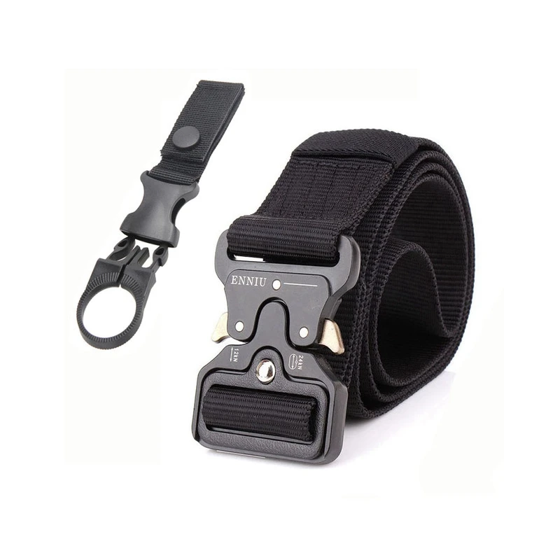 B belt and 1 hook b Армейский тактический ремень Военная Черная металлическая пряжка Регулируемая длина Открытый Многофункциональный тренировочный нейлоновый ремень аксессуары - Цвет: B belt and 1 hook b