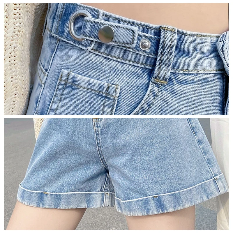 

Women's Summer Breeches Wide Shorts Denim High Waist Casual Shorts Fashion Wide Plus Size Denim Shorts Female Jeans Mom Korean
