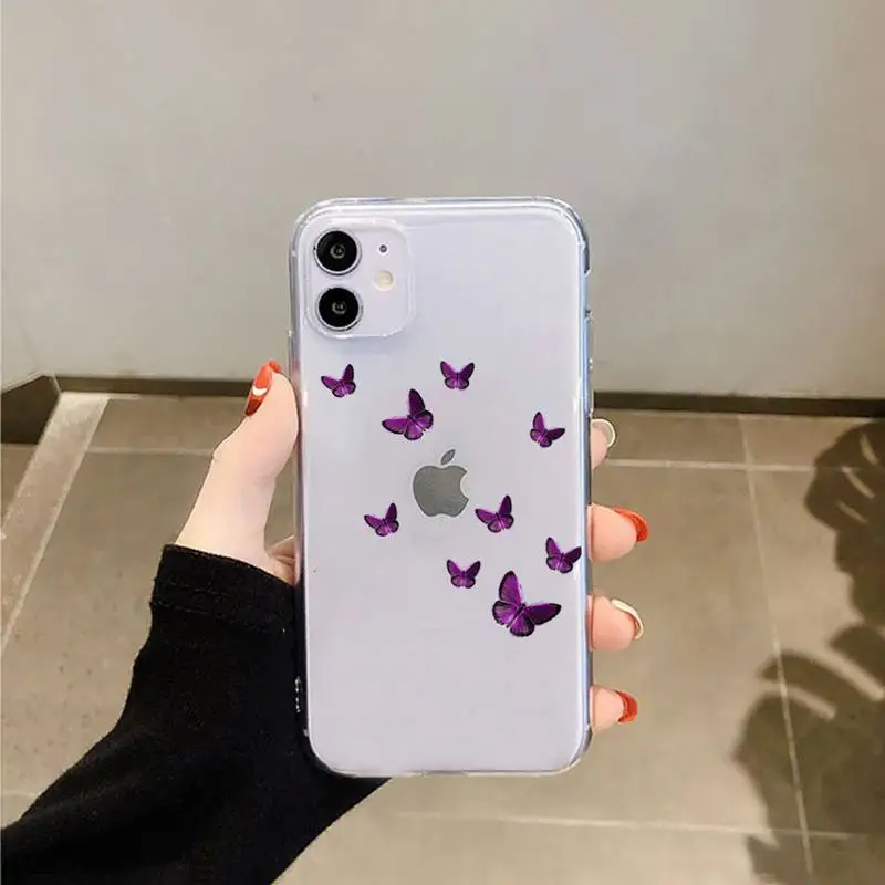 

Beauty Butterfly Phone Case Transparent for iPhone 11 12 mini pro XS MAX 8 7 6 6S Plus X 5S SE 2020 XR