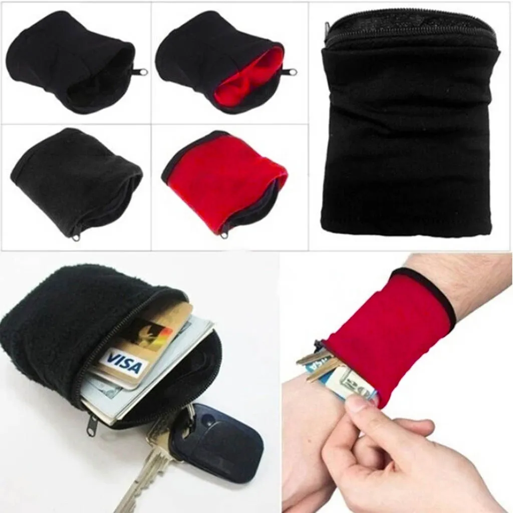 

Wrist Wallet Pouch Band Zipper Running Travel Cycling Safe Sport Bag for Running Gym Cycling Purse Safe Riding Wrist Bag Red