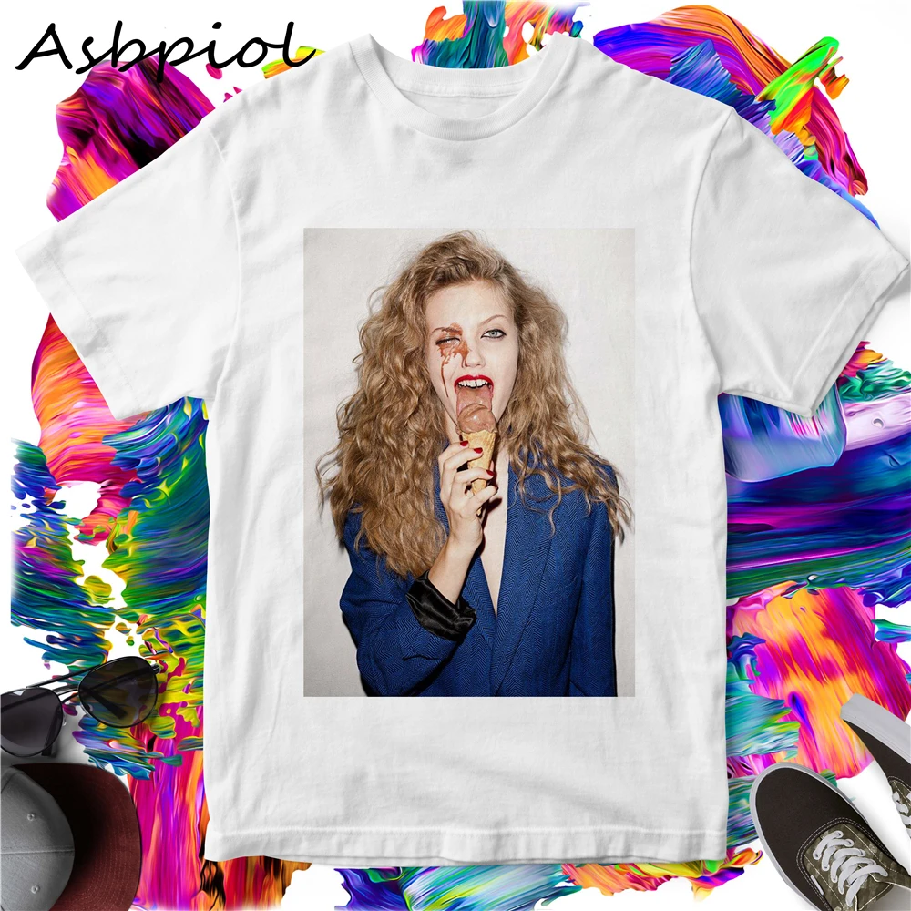 Футболка для девочек с изображением мороженого летняя хлопковая футболка Новая