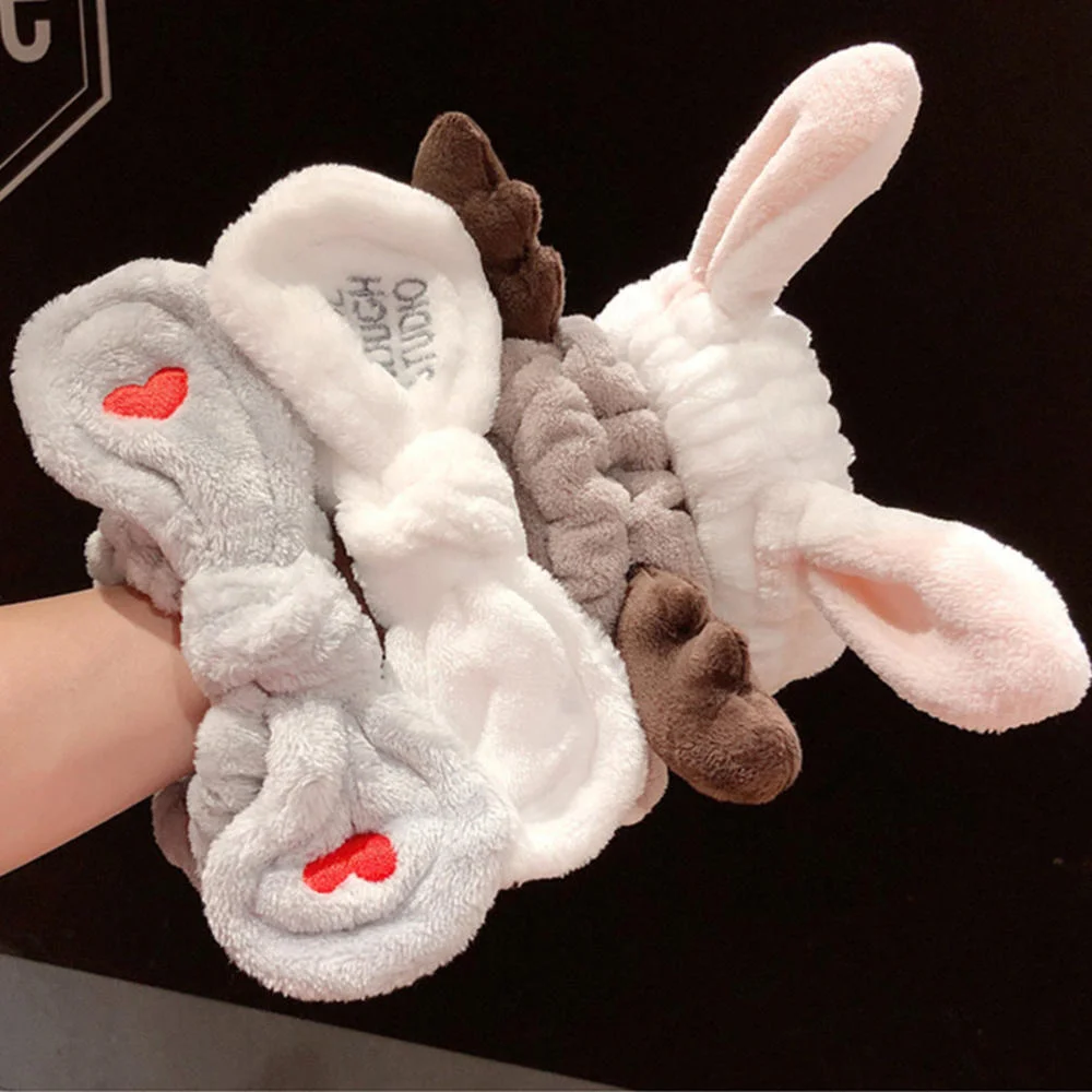 

Cute Plush Headband Face Wash Make-up Mask Hair Band Plush Bow Frog Fawn Bunny Headband Hairband Hair Accessories