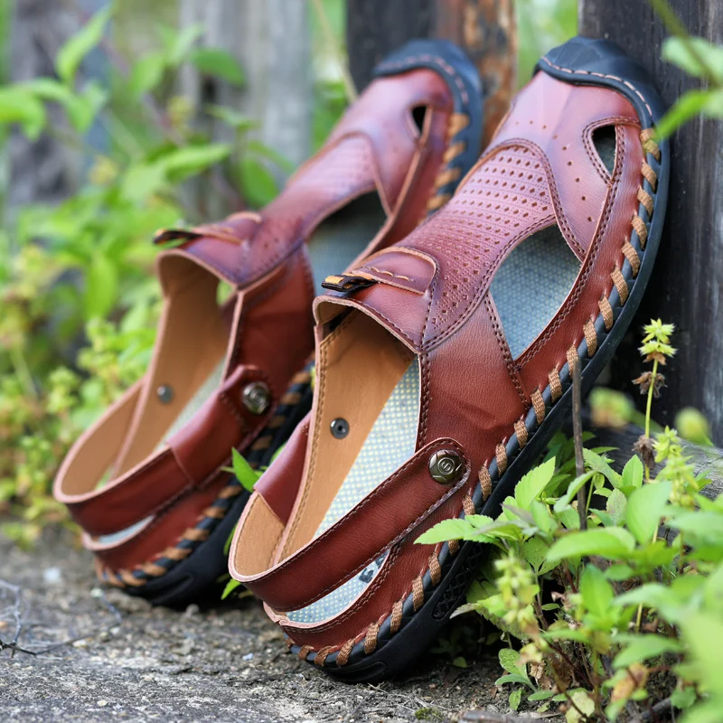 

Male Leather Sandals Sandles For Men Outdoor Sandals Beach Sandal Shoes Sandalia Masculina De Praia Men's Summer Vietnam