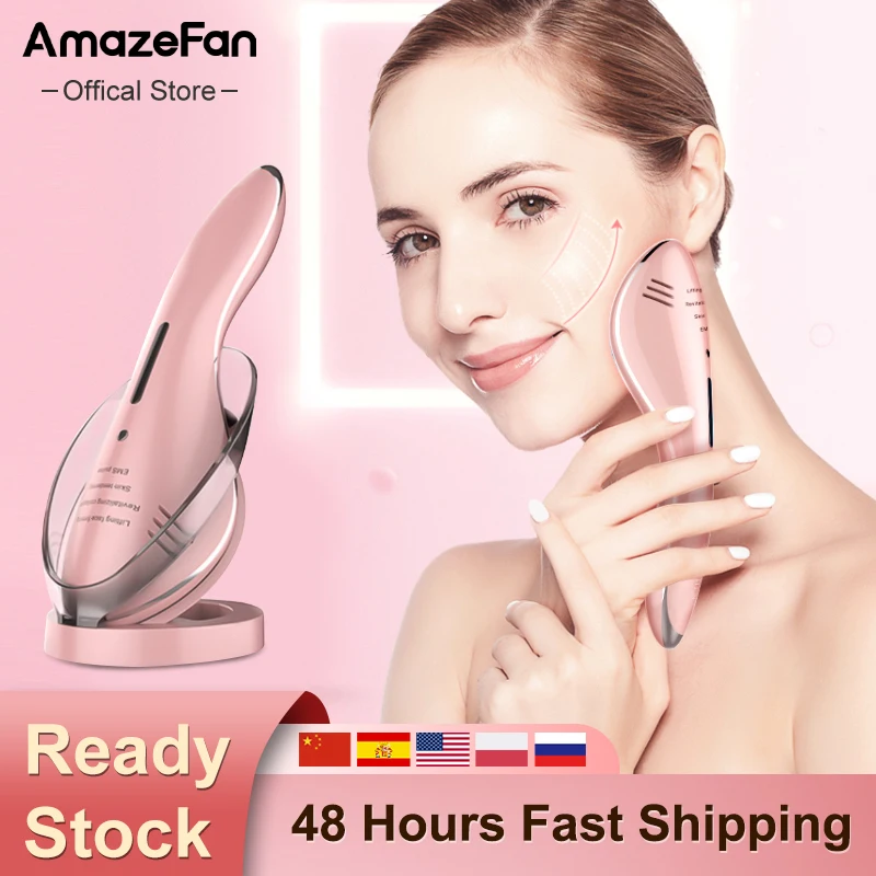 

AmazeFan EMS LED Wrinkle Remover Ice Hot Face Lifting MachineFacial Massager Micro Current Beauty Device Skin Tendering