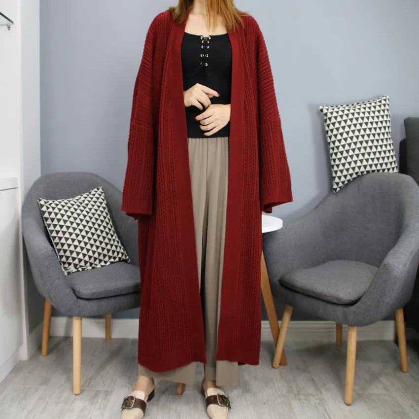

Women's Open Front Long Sleeve Knit Think Cardigan Chunky Sweater Oversized Coat Long Solid Color Loose Cardigan Coat