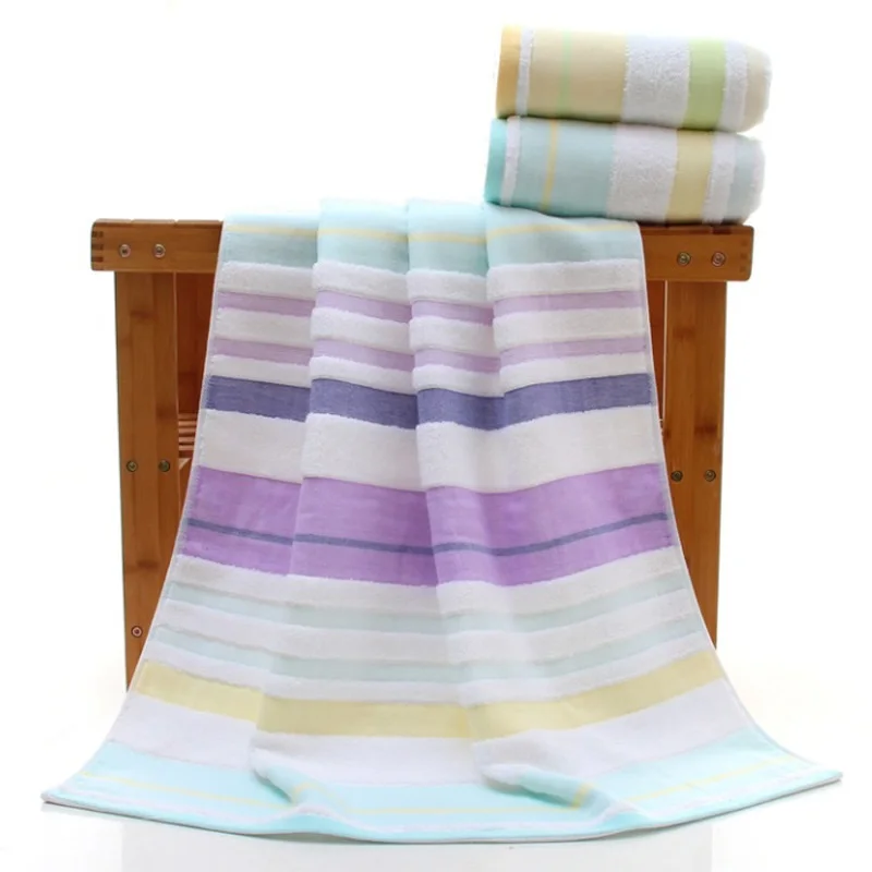 Прямая поставка 70*140 см новая простая полосатая цветная хлопковая мочалка