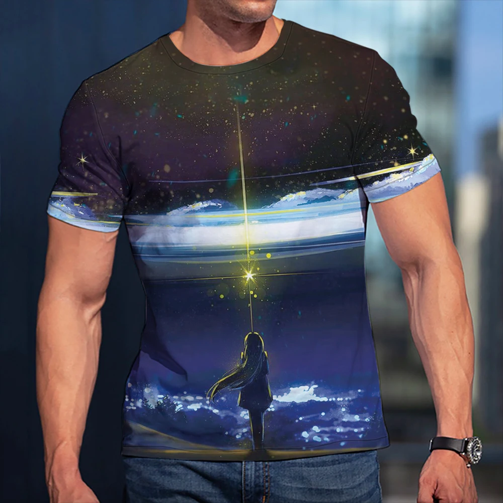 

3D Oversized T-Shirt Starry Sky Romantic Clothing Men Women Short Sleeve Cool Tees Fashion Casual Summer Boy Girl Streetwear