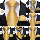 Подарочный мужской галстук желтый синий полосатый Пейсли Шелковый Свадебный галстук для мужчин DiBanGu дизайн запонки с носом качественный мужской набор галстуков дропшиппинг