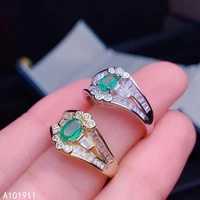kjjeaxcmy fine jewelry natural emerald 925 sterling silver new women ring support test beautiful