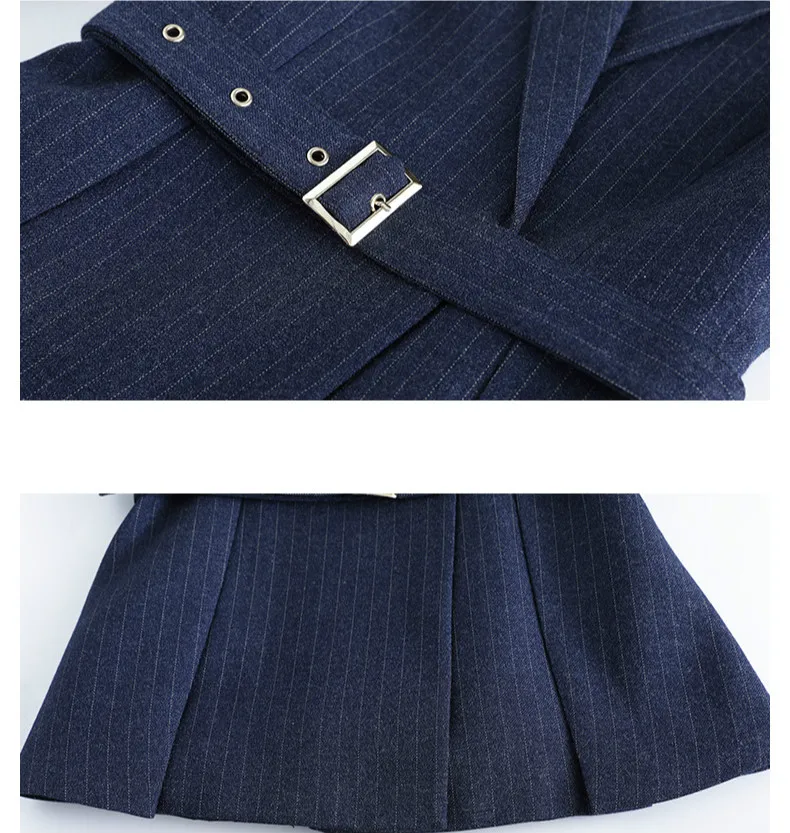 Костюм женский зимний из двух предметов брюки и жакет в полоску с длинным рукавом