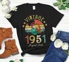 Винтажные 1951 оригинальных запасных частей футболка афроамериканок с маской 70th подарок на день рождения, с короткими рукавами, топ, хлопковая Футболка с круглым вырезом в готическом стиле