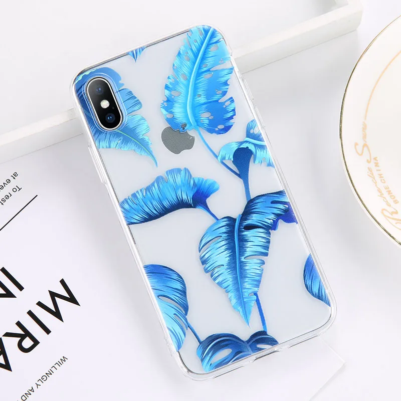 AC4693 Чехол USLION с зелеными листьями для iPhone 11 Pro XR XS Max X, 3D Рельефный цветочный чехол для телефона iPhone 6, 6 s, 7, 8 Plus, мягкие силиконовые чехлы - Цвет: AC4693