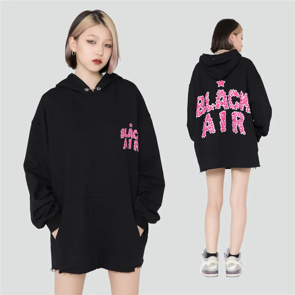 

Men's Pullover Hoodies 2021 Autumn Hip Hop Streetwear Hooded Casual Mens Foaming Letters Printing Hoodie Women's Sweatshirts