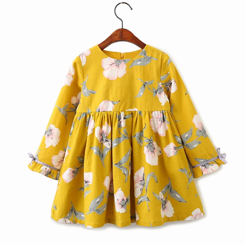 

Girls Dress Spring Autumn Flower Long Sleeve Princess Dresses Cotton Children's Costumes Kids Party Clothing 2-8 Years