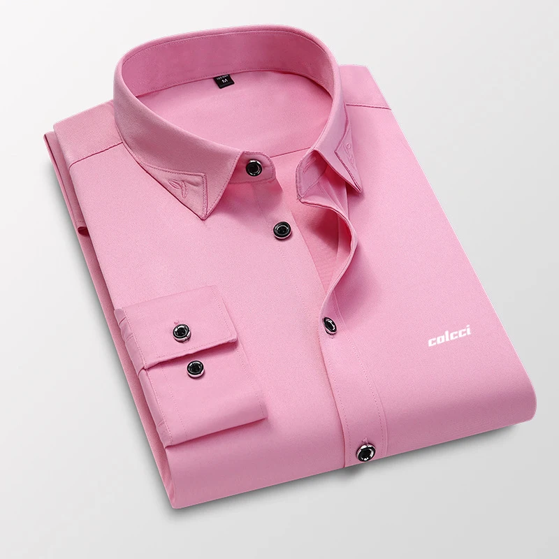 Silky Casual 2021Men's Shirts Slim Fit Office Men's Business Shirts Silk Cotton No Pilling Men's Office Shirts